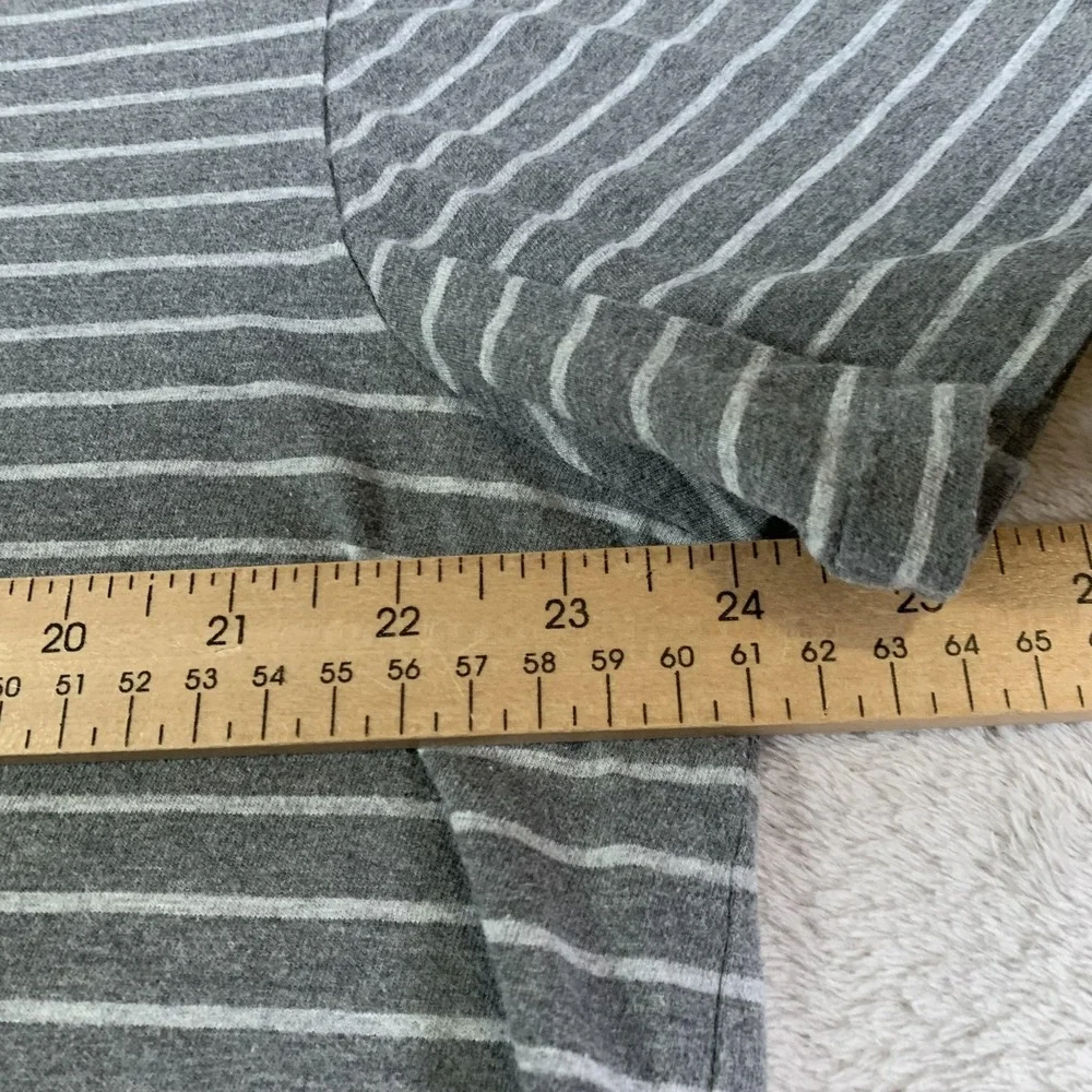 Polo Ralph Lauren Shirt Mens XL Gray White Striped Cotton Tee Casual‎ Crewneck